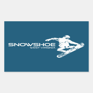 Pegatina Rectangular Snowshoe Mountain West Virginia Snowboarder