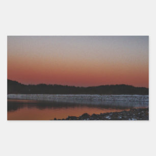 Pegatina Rectangular Snowy Sunset en Lake Arrowhead