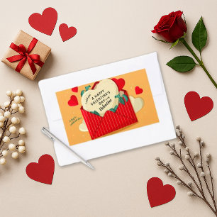 Pegatina Rectangular Sobre Rojo Romántico Corazón San Valentín
