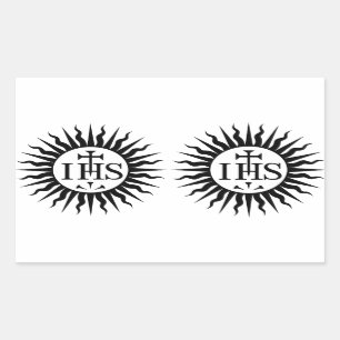 Pegatina Rectangular Sociedad (doble) CUATRO de Jesús (jesuitas)