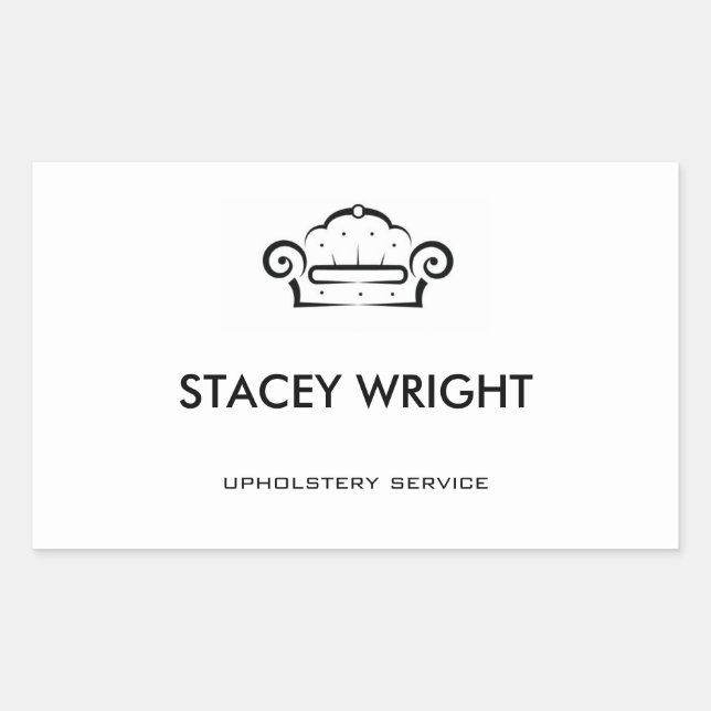 Pegatina Rectangular Sofá de la silueta negra tapicería blanco (Anverso)