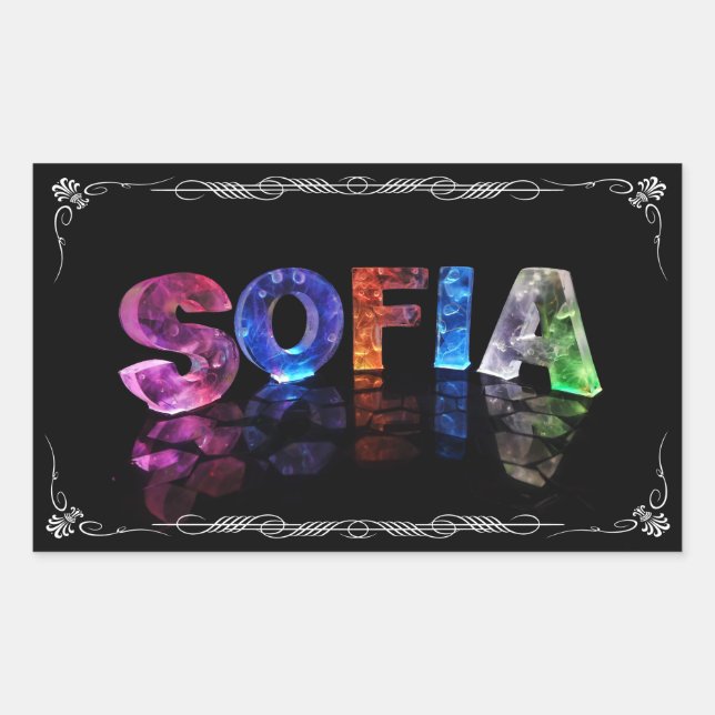 Pegatina Rectangular Sofía - la Sofía conocida en 3D se enciende (la (Anverso)