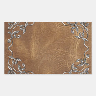 Pegatina Rectangular Sofisticado Boda de cuero occidental