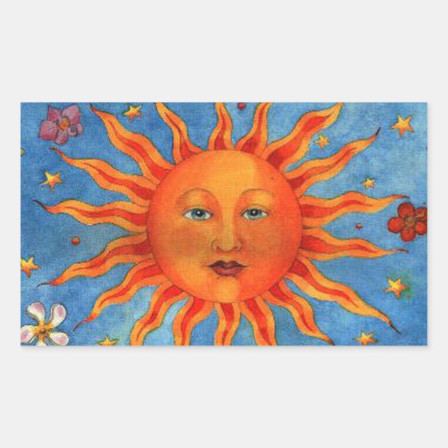 Pegatina Rectangular Sol astrológico (Anverso)