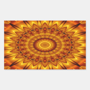Pegatina Rectangular sol dorado de mandala