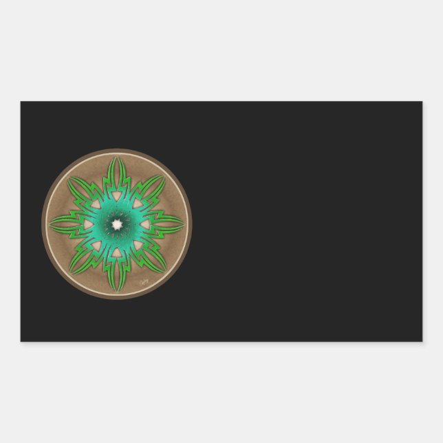 Pegatina Rectangular Sol verde (Anverso)