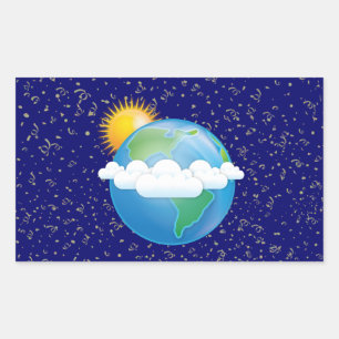 Pegatina Rectangular Sol y Tierra -
