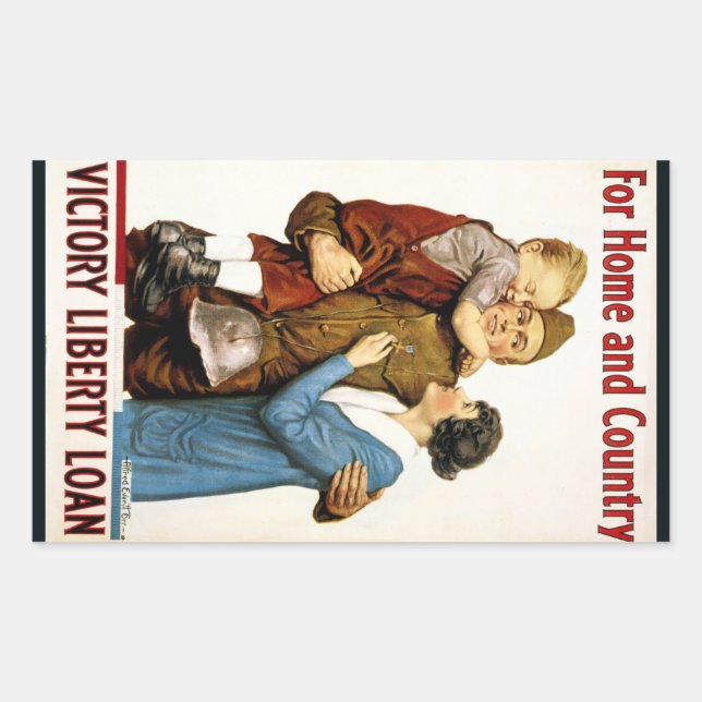 Pegatina Rectangular Soldado Patriótico Antiguo para Préstamo de la Lib (Anverso)