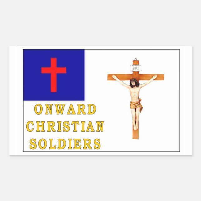 PEGATINA RECTANGULAR SOLDADOS CRISTIANOS (Anverso)