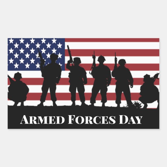 Pegatina Rectangular Soldados de las Fuerzas Armadas de Estados Unidos: (Anverso)