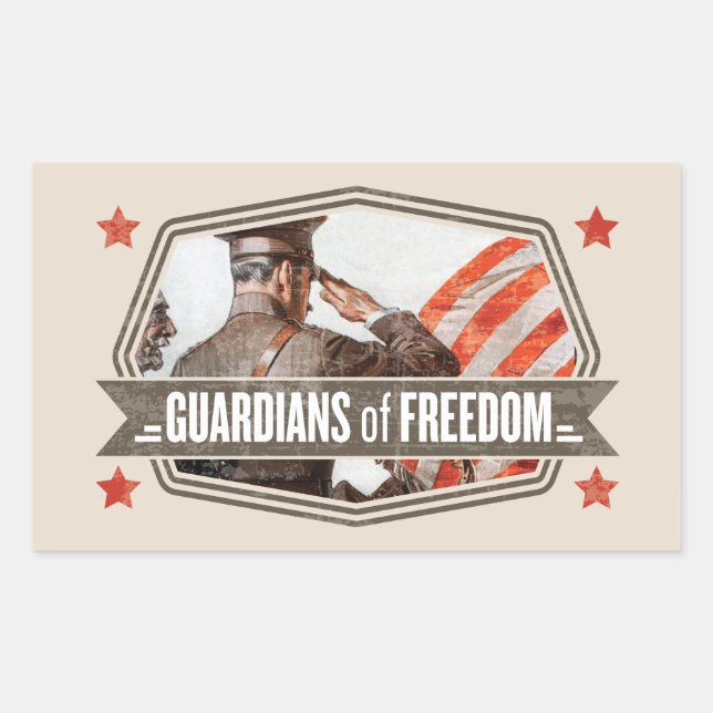 Pegatina Rectangular Solider-Guardian de la libertad (Anverso)