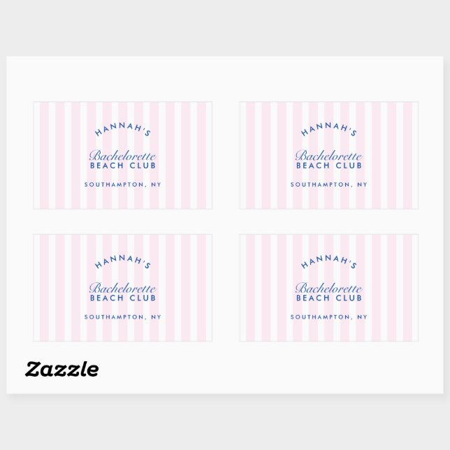 Pegatina Rectangular Soltera Retro Moderno Rosa y Azul Marino Personali (Hoja)