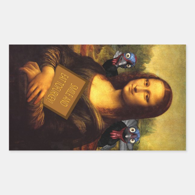 Pegatina Rectangular Sonreír Y Comer Torfukey (Anverso)