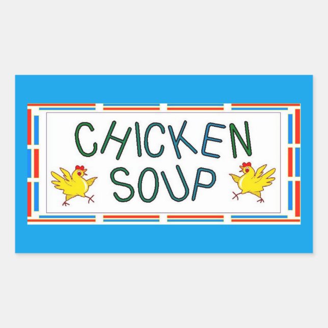 Pegatina Rectangular Sopa de pollo (Anverso)