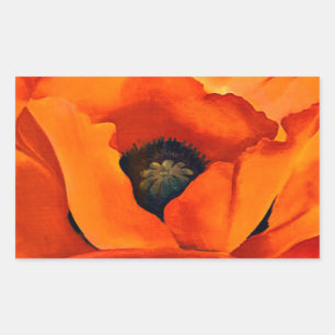 Pegatina Rectangular Sorprendente Georgia O'Keefe Red Poppy Flower