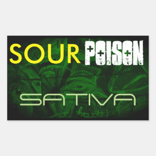 PEGATINA RECTANGULAR SOUR POISON SATIVA