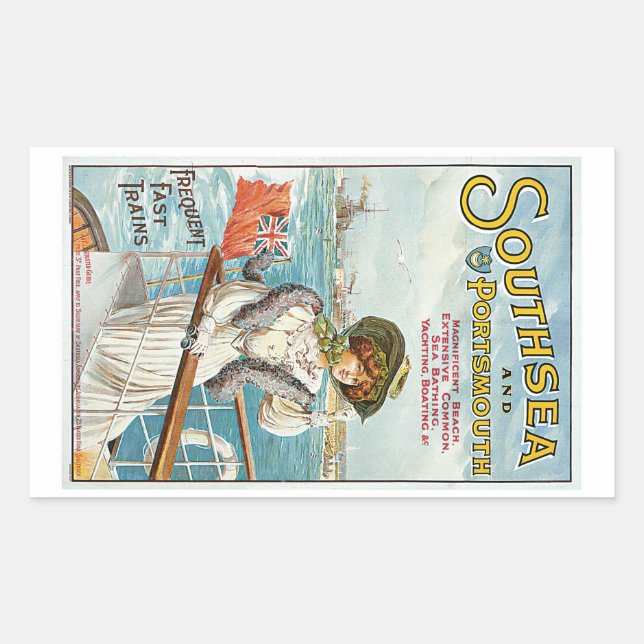 Pegatina Rectangular Southsea y Portsmouth (Anverso)