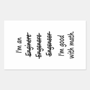 Pegatina Rectangular Soy ingeniero que soy bueno en la matemáticas