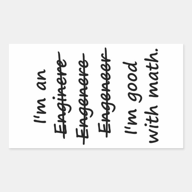 Pegatina Rectangular Soy ingeniero y soy bueno en matemáticas (Anverso)