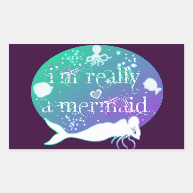 Pegatina Rectangular Soy realmente una sirena (Anverso)