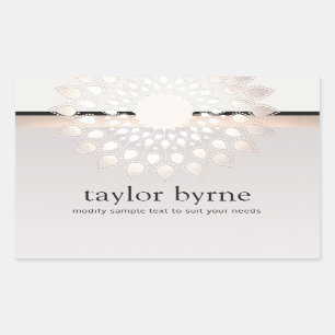 Pegatina Rectangular Spa holístico y belleza Silver Lotus Flower
