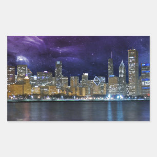 Pegatina Rectangular Spacey Chicago Skyline