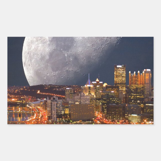 Pegatina Rectangular Spacey Pittsburgh (Anverso)