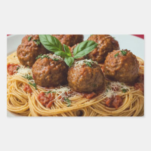 Pegatina Rectangular Spaghetti & Meatball