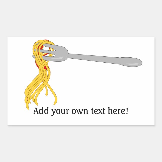 Pegatina Rectangular Spaghetti on Fork: imagen de pasta (Anverso)