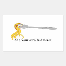 Pegatina Rectangular Spaghetti on Fork: imagen de pasta