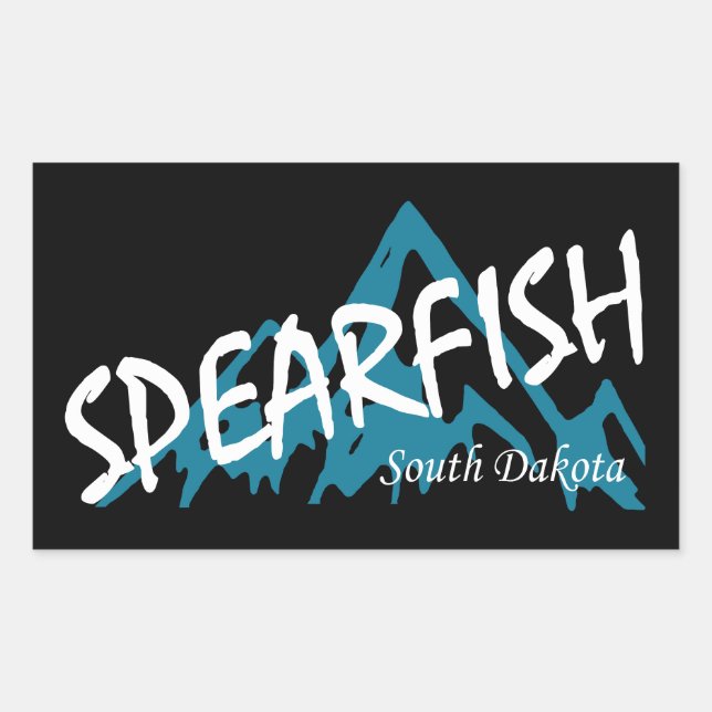 Pegatina Rectangular Spearfish Dakota del Sur Montaña (Anverso)