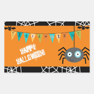 Pegatina Rectangular Spider Halloween Kids