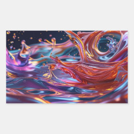Pegatina Rectangular Splashing Color Liquids