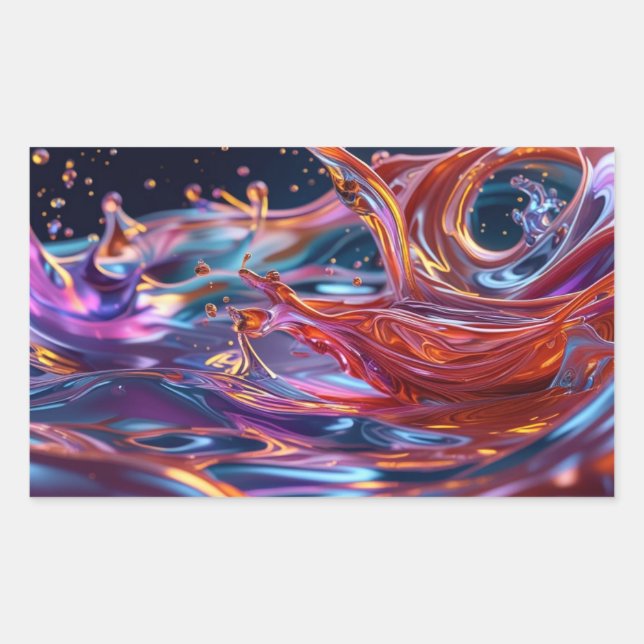 Pegatina Rectangular Splashing Color Liquids (Anverso)
