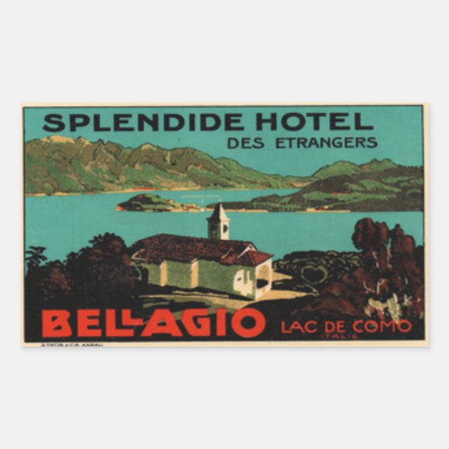 Pegatina Rectangular Splendide Hotel Des Etragers Bellagio (Anverso)
