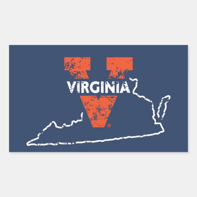 Pegatina Rectangular Split V Virginia State Love (Anverso)