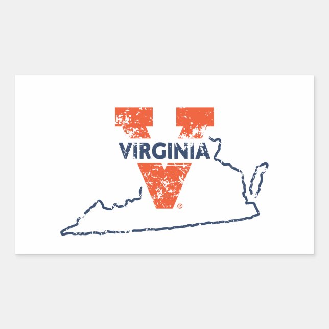 Pegatina Rectangular Split V Virginia State Love (Anverso)
