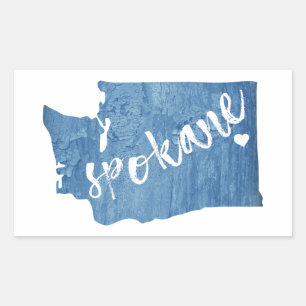 Pegatina Rectangular Spokane Washington Wood Grain