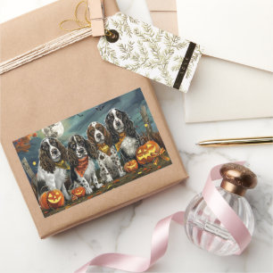 Pegatina Rectangular Springer Spaniel Halloween Espeluznante