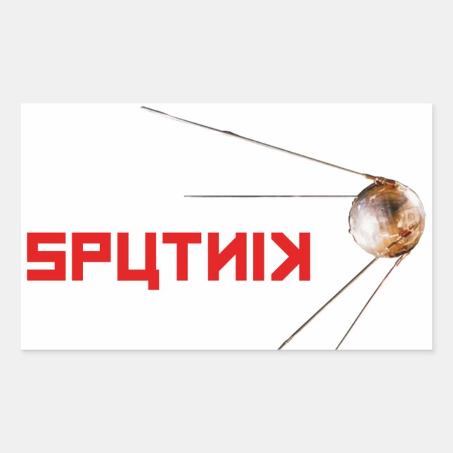 Pegatina Rectangular SPUTNIK - unión espacial/rusa/soviética/tecnología (Anverso)