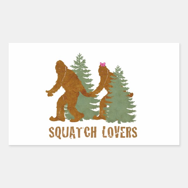 Pegatina Rectangular Squatch Lovers (Anverso)
