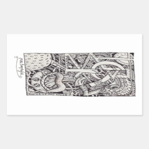 Pegatina Rectangular Sr. Emptyful, Dibujo de tinta