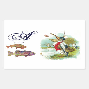 PEGATINA RECTANGULAR SR. PELICAN FISHING MONOGRAM