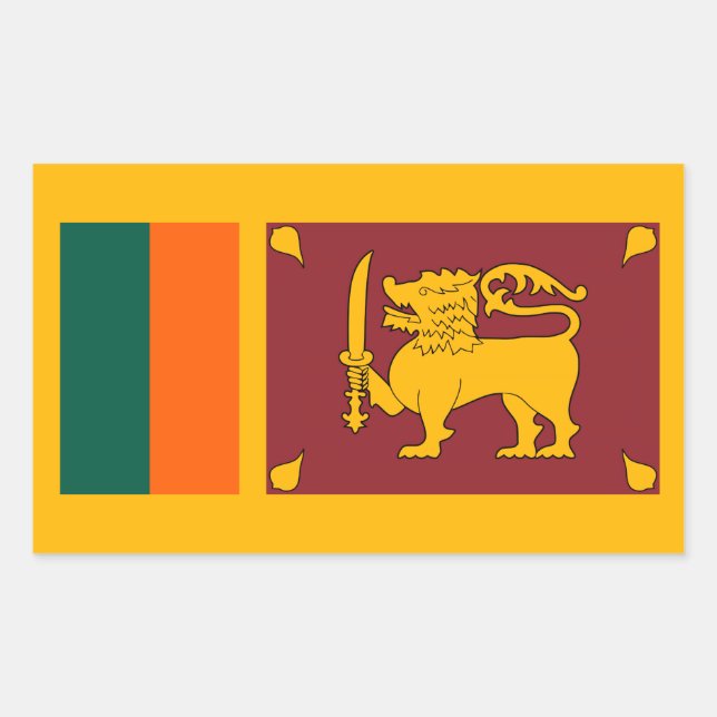 Pegatina Rectangular Sri Lanka: Bandera de Sri Lanka (Anverso)