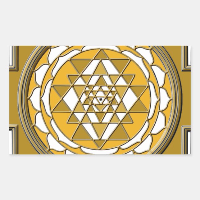 Pegatina Rectangular Sri Yantra Bronze (Anverso)