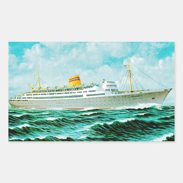 Pegatina Rectangular ss Bergensfjord en el mar (Anverso)