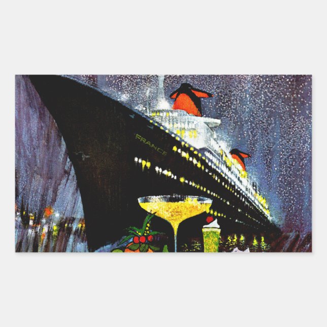 Pegatina Rectangular ss France con Champagne (Anverso)