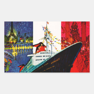 Pegatina Rectangular ss Francia con la Torre Eiffel y la Estatua de la