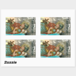 Pegatina Rectangular St. Florian con cubo (humo; M 019)