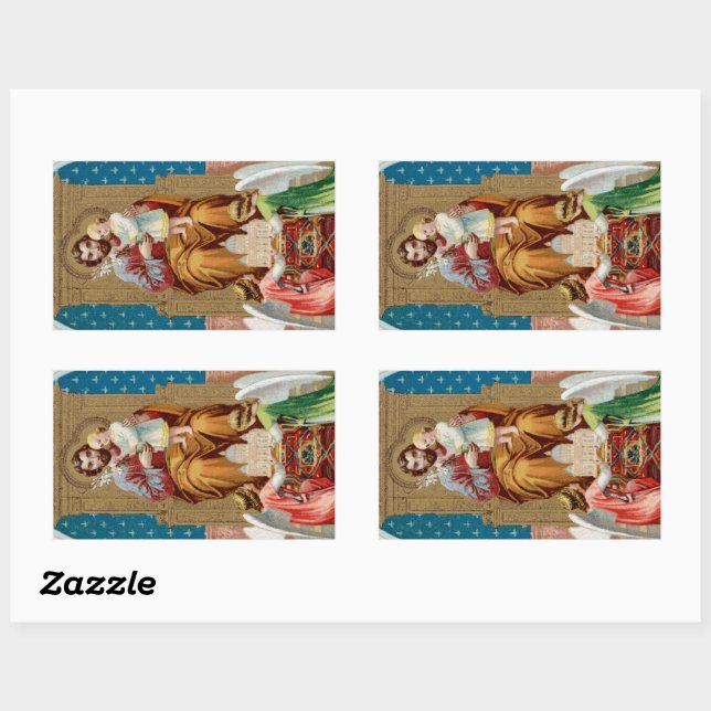 Pegatina Rectangular St. Joseph, Toddler CC, ángeles con modelo Vatican (Hoja)